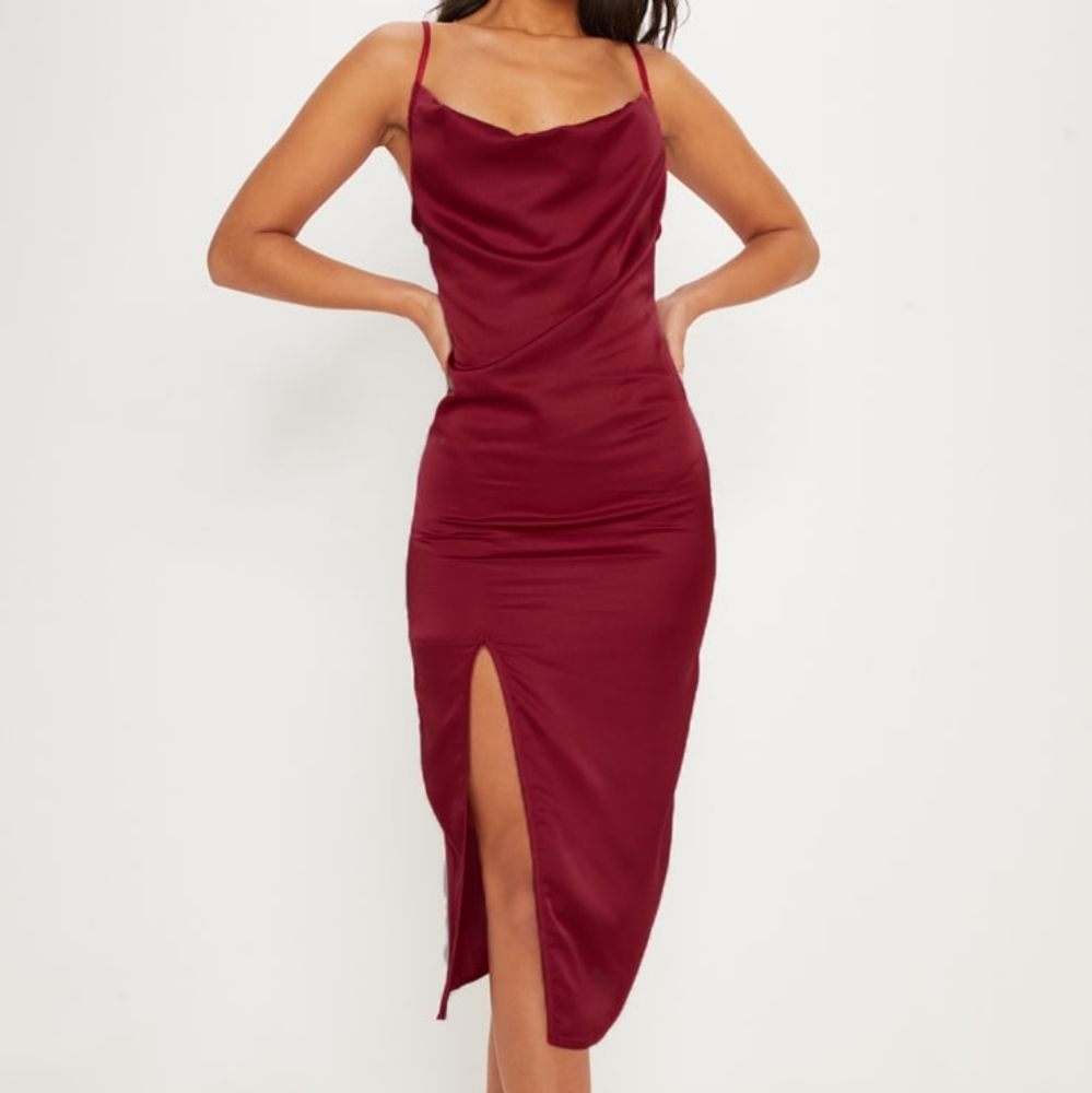 PLT burgandy satin dress